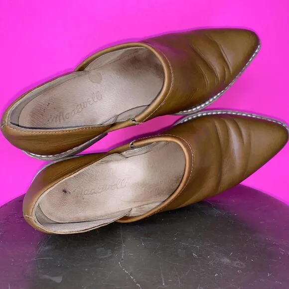 Madewell The Brady English Saddle Brown Leather Lowcut Slip-On Bootie Sz 6