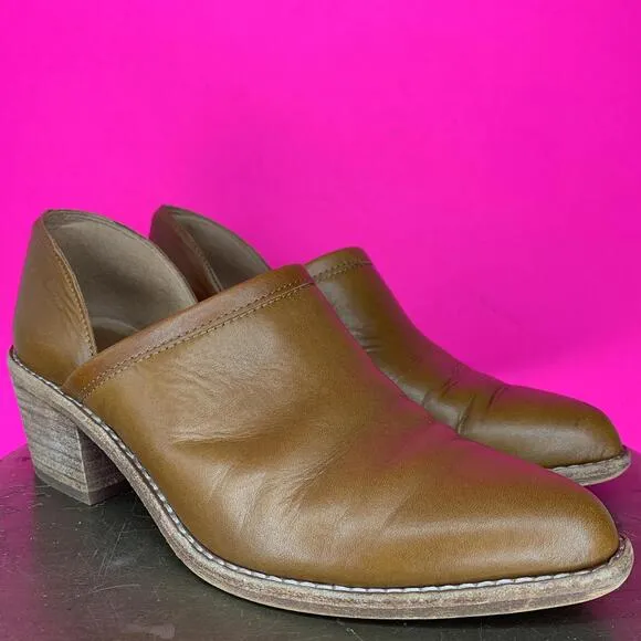 Madewell The Brady English Saddle Brown Leather Lowcut Slip-On Bootie Sz 6