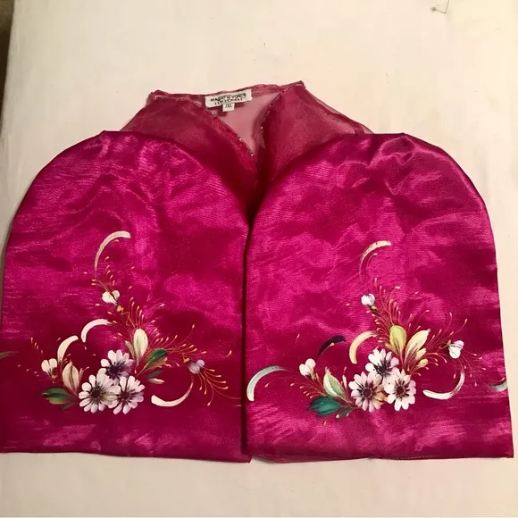 Magenta 3 pcs. Filipiniana Modern Terno with Hand Painted Floral details