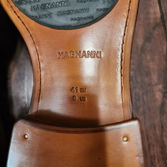 Magnanni Crucero Dress Shoes Mens 8 Brown Cognac Suede NWOB