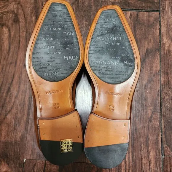 Magnanni Crucero Dress Shoes Mens 8 Brown Cognac Suede NWOB