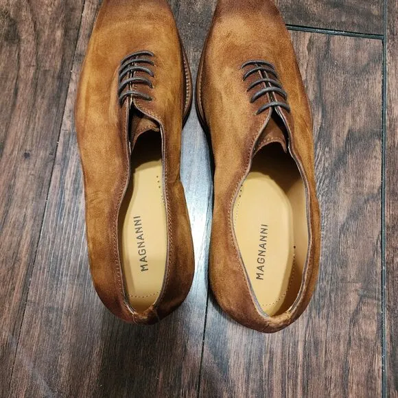 Magnanni Crucero Dress Shoes Mens 8 Brown Cognac Suede NWOB