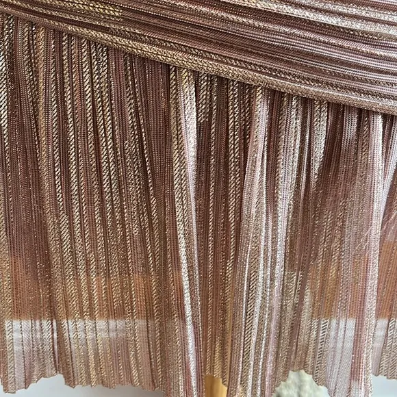 Maje Modern Rose Pink, Gold Metallic Faux Wrap V-Neck draped Mini Dress wSize 8
