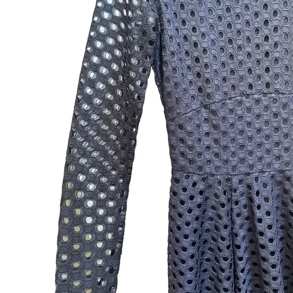 Maje Rana Black Eyelet Lace Semi Sheer Midi Dress size 1/ US XS