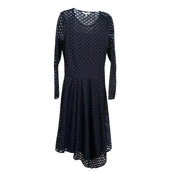 Maje Rana Black Eyelet Lace Semi Sheer Midi Dress size 1/ US XS