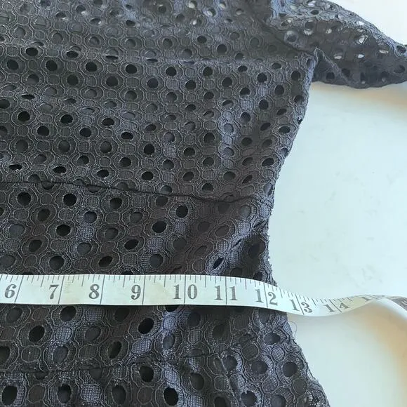Maje Rana Black Eyelet Lace Semi Sheer Midi Dress size 1/ US XS