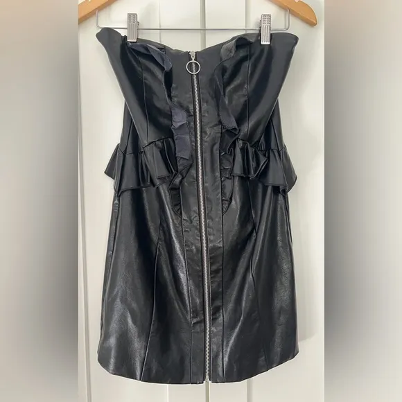MAJORELLE KYLIE FAUX LEATHER ZIP-UP DRESS, SIZE SMALL.
