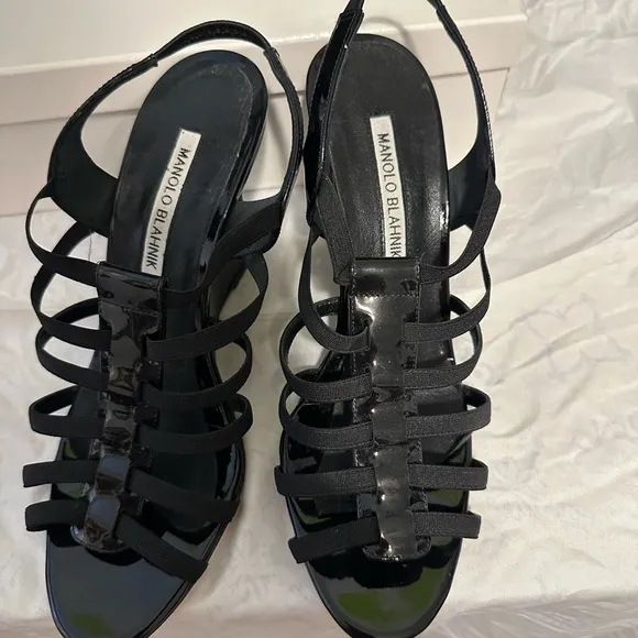Manolo Blahnik Black Wedge Shoes