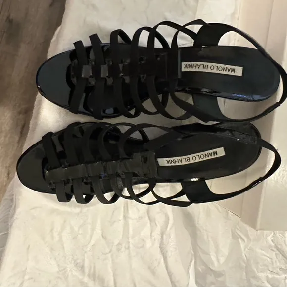 Manolo Blahnik Black Wedge Shoes