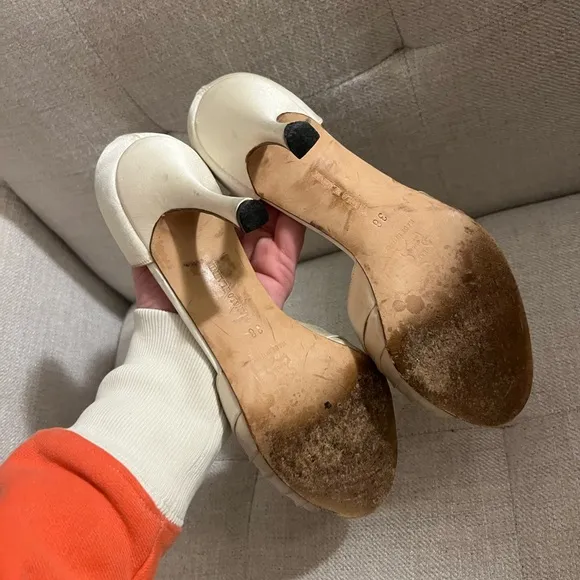 Manolo Blahnik Cream Heeled Sandals