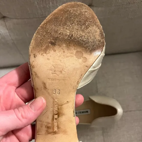Manolo Blahnik Cream Heeled Sandals
