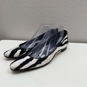 Manolo Blahnik Flat Shoes Size 9.5 Zebra Knit Vintage Y2K Designer
