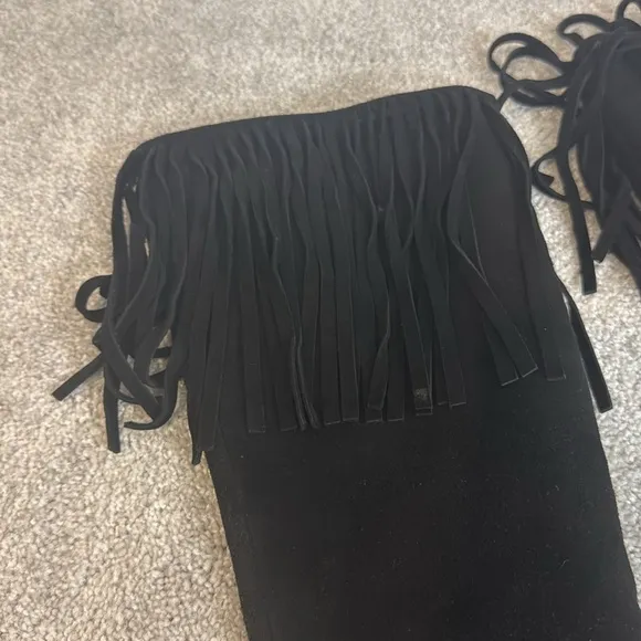Manolo Blahnik Suede Fringe Trim Accent Boots size 8.5