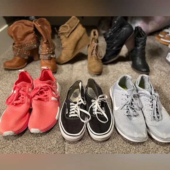 Many brands including Adidas NMD’s. Vans, Nike, Fergalicious,free people &amp; more