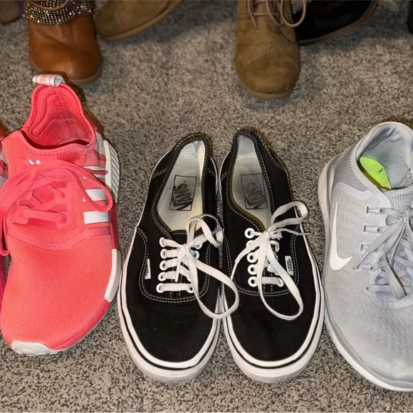 Many brands including Adidas NMD’s. Vans, Nike, Fergalicious,free people &amp; more