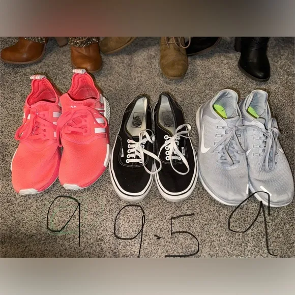 Many brands including Adidas NMD’s. Vans, Nike, Fergalicious,free people &amp; more
