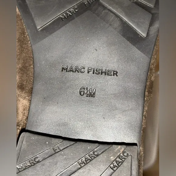 Marc Fisher Humor 2 Fabric Almond Toe Over Knee Fashion Boots Gray Brown Sz 6.5M