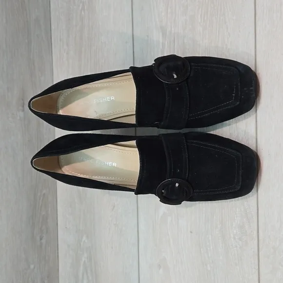 Marc Fisher Women Garlan Leather Square Toe Heels Sandals shoes sz 8.5M