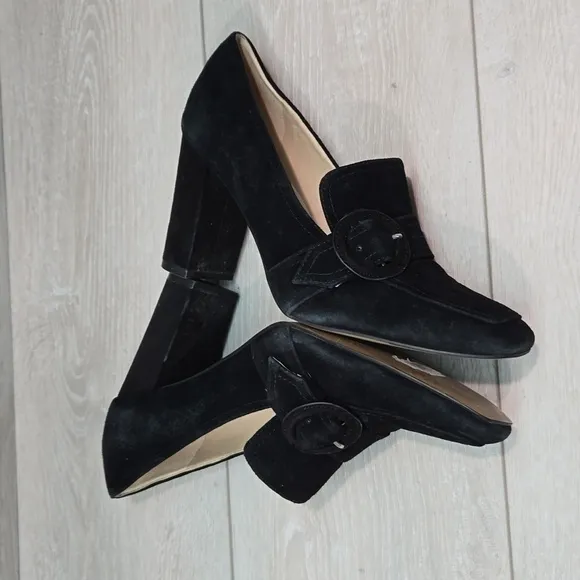 Marc Fisher Women Garlan Leather Square Toe Heels Sandals shoes sz 8.5M