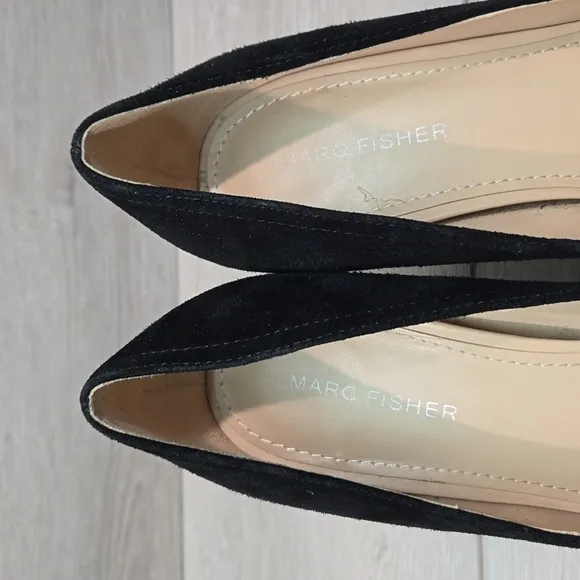 Marc Fisher Women Garlan Leather Square Toe Heels Sandals shoes sz 8.5M
