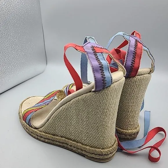 Marc Jacobs women sandals  Espadrilles wedge Platform laces shoes 8.5 9 39 New