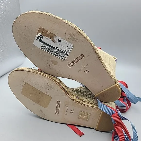 Marc Jacobs women sandals  Espadrilles wedge Platform laces shoes 8.5 9 39 New