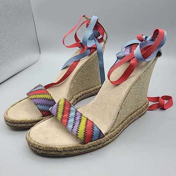 Marc Jacobs women sandals  Espadrilles wedge Platform laces shoes 8.5 9 39 New