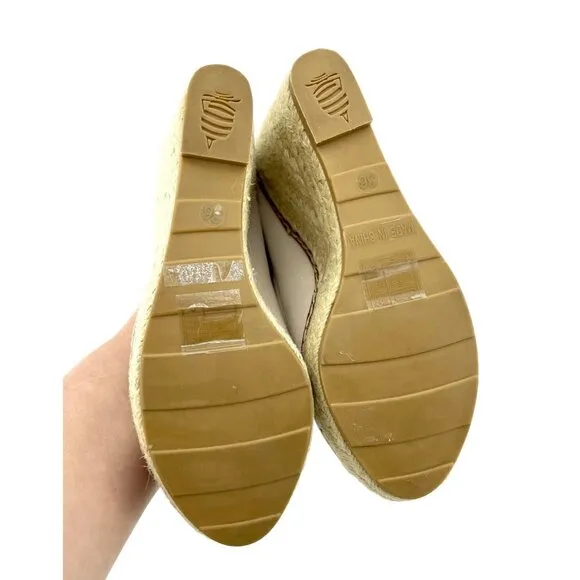 Marina Yachting Open Toe Wedge Shoes Canvas Espadrille Ankle Strap 36 EU NIB