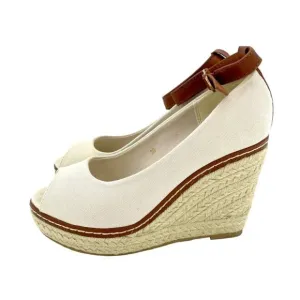 Marina Yachting Open Toe Wedge Shoes Canvas Espadrille Ankle Strap 36 EU NIB