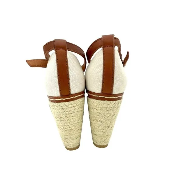 Marina Yachting Open Toe Wedge Shoes Canvas Espadrille Ankle Strap 36 EU NIB