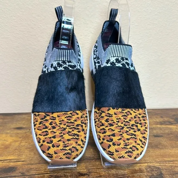 Mark Nason Abbe Leopard Print Sport Knit Modern Jogger 2.0 Fashion Sneakers,Sz 7
