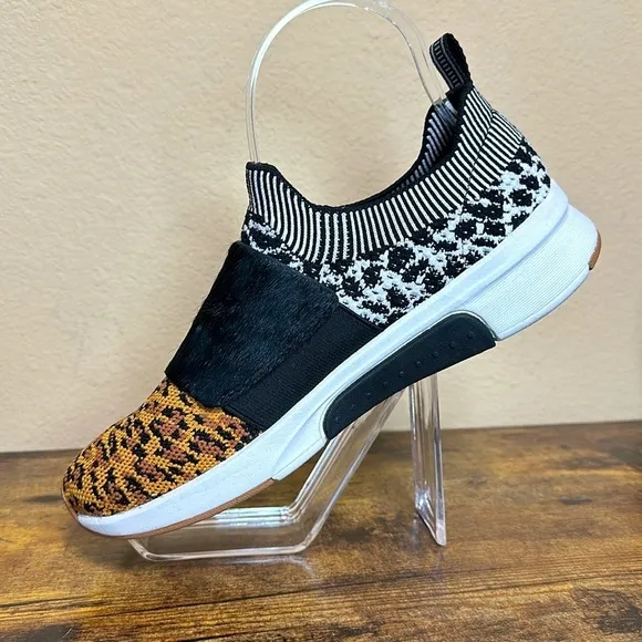 Mark Nason Abbe Leopard Print Sport Knit Modern Jogger 2.0 Fashion Sneakers,Sz 7