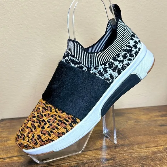 Mark Nason Abbe Leopard Print Sport Knit Modern Jogger 2.0 Fashion Sneakers,Sz 7
