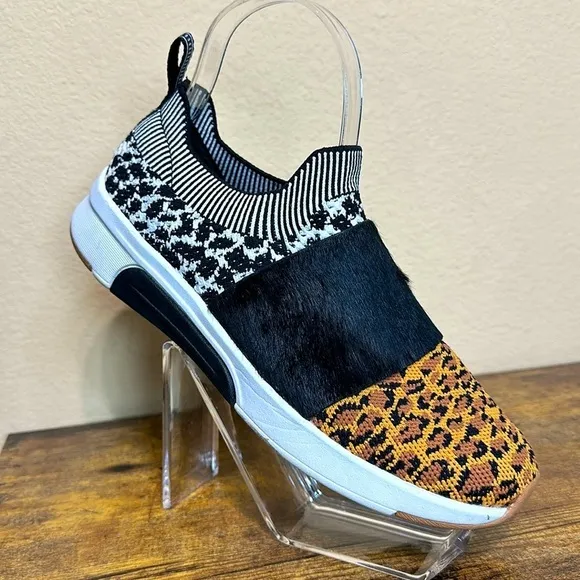 Mark Nason Abbe Leopard Print Sport Knit Modern Jogger 2.0 Fashion Sneakers,Sz 7