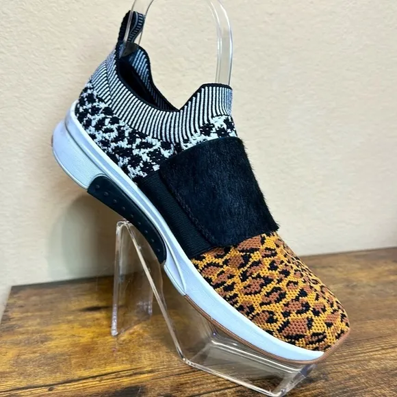 Mark Nason Abbe Leopard Print Sport Knit Modern Jogger 2.0 Fashion Sneakers,Sz 7