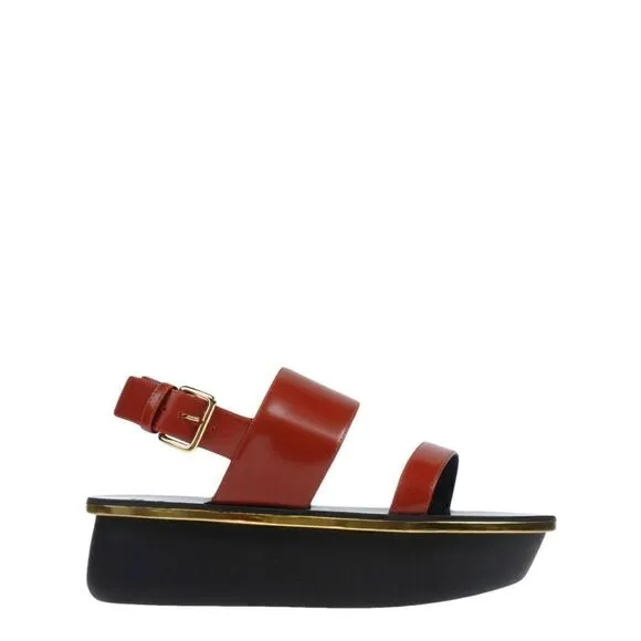 MARNI WEDGE PLATFORM LEATHER SANDALS SHOES 39