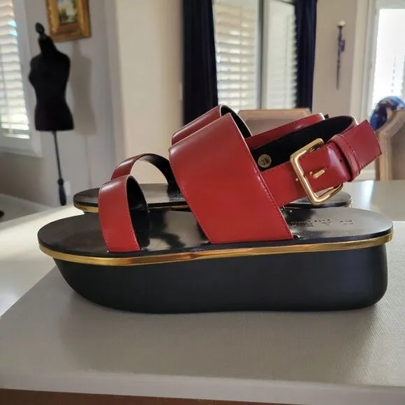 MARNI WEDGE PLATFORM LEATHER SANDALS SHOES 39