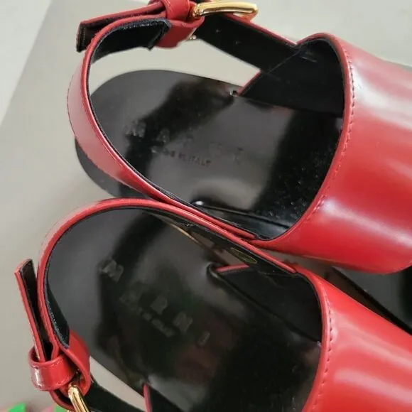 MARNI WEDGE PLATFORM LEATHER SANDALS SHOES 39