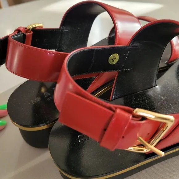 MARNI WEDGE PLATFORM LEATHER SANDALS SHOES 39