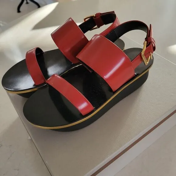 MARNI WEDGE PLATFORM LEATHER SANDALS SHOES 39