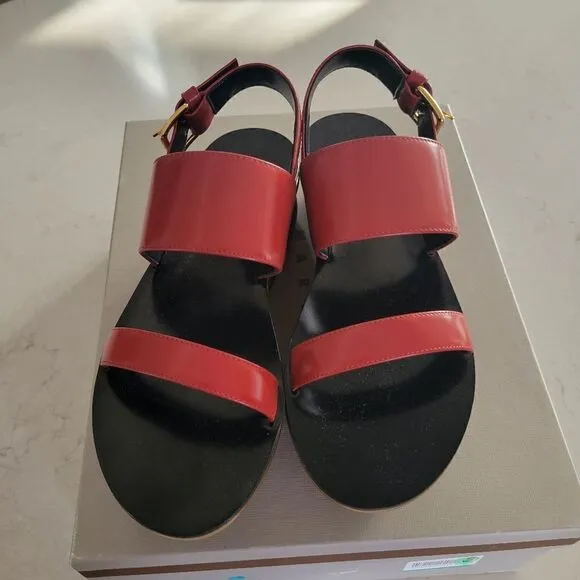 MARNI WEDGE PLATFORM LEATHER SANDALS SHOES 39