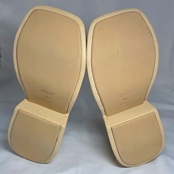 Marsell Square Toe Platform Pebbled Leather Sandals with Strappy Design 38.5