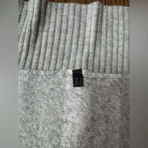 Massimo Dutti Italian-Made Gray Striped Sweater Poncho
