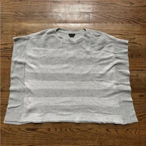 Massimo Dutti Italian-Made Gray Striped Sweater Poncho