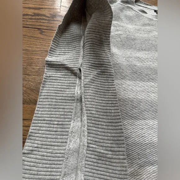 Massimo Dutti Italian-Made Gray Striped Sweater Poncho