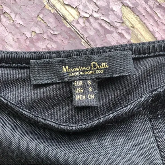 Massimo Dutti Long Dolman Sleeve Dress Size S Black Midi Modern Runway Capsule
