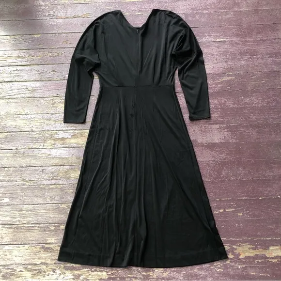 Massimo Dutti Long Dolman Sleeve Dress Size S Black Midi Modern Runway Capsule