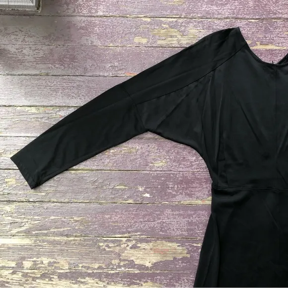 Massimo Dutti Long Dolman Sleeve Dress Size S Black Midi Modern Runway Capsule