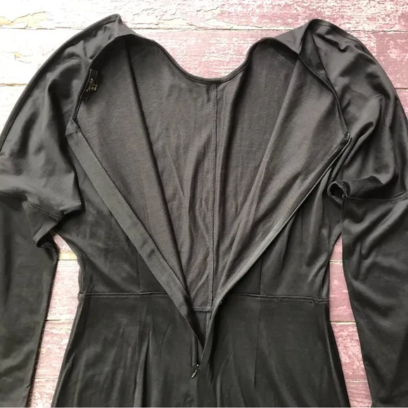 Massimo Dutti Long Dolman Sleeve Dress Size S Black Midi Modern Runway Capsule