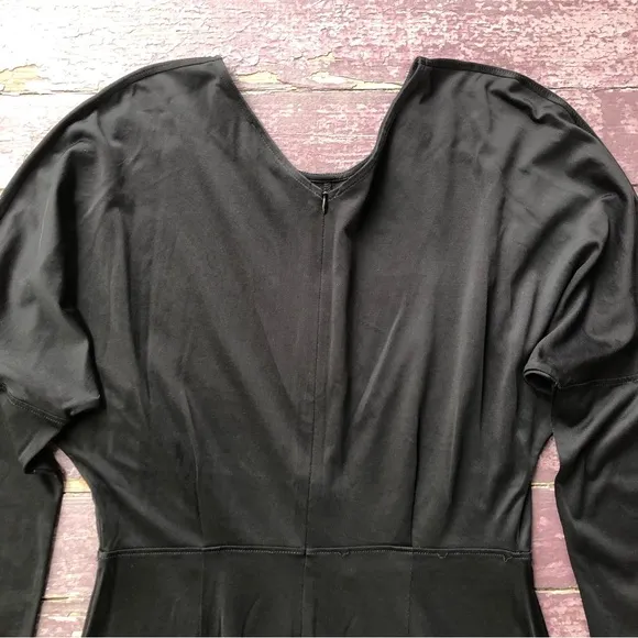 Massimo Dutti Long Dolman Sleeve Dress Size S Black Midi Modern Runway Capsule